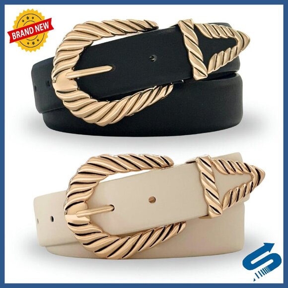 Chunky Gold Western Belt Buckle Set 2-Pack Women\'s Fashion Accessory main image 7